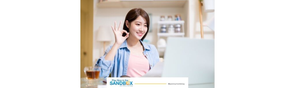 image of happy remote employees giving ok sign