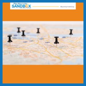 image of a roadmap with stick pins marking destinations