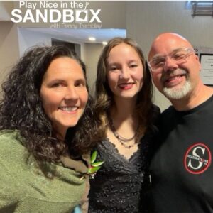 image of Penny Tremblay Payton Sproule and Kyle Selle at an awards banquet in North Bay, ON discussing reclaiming connection in a digital age