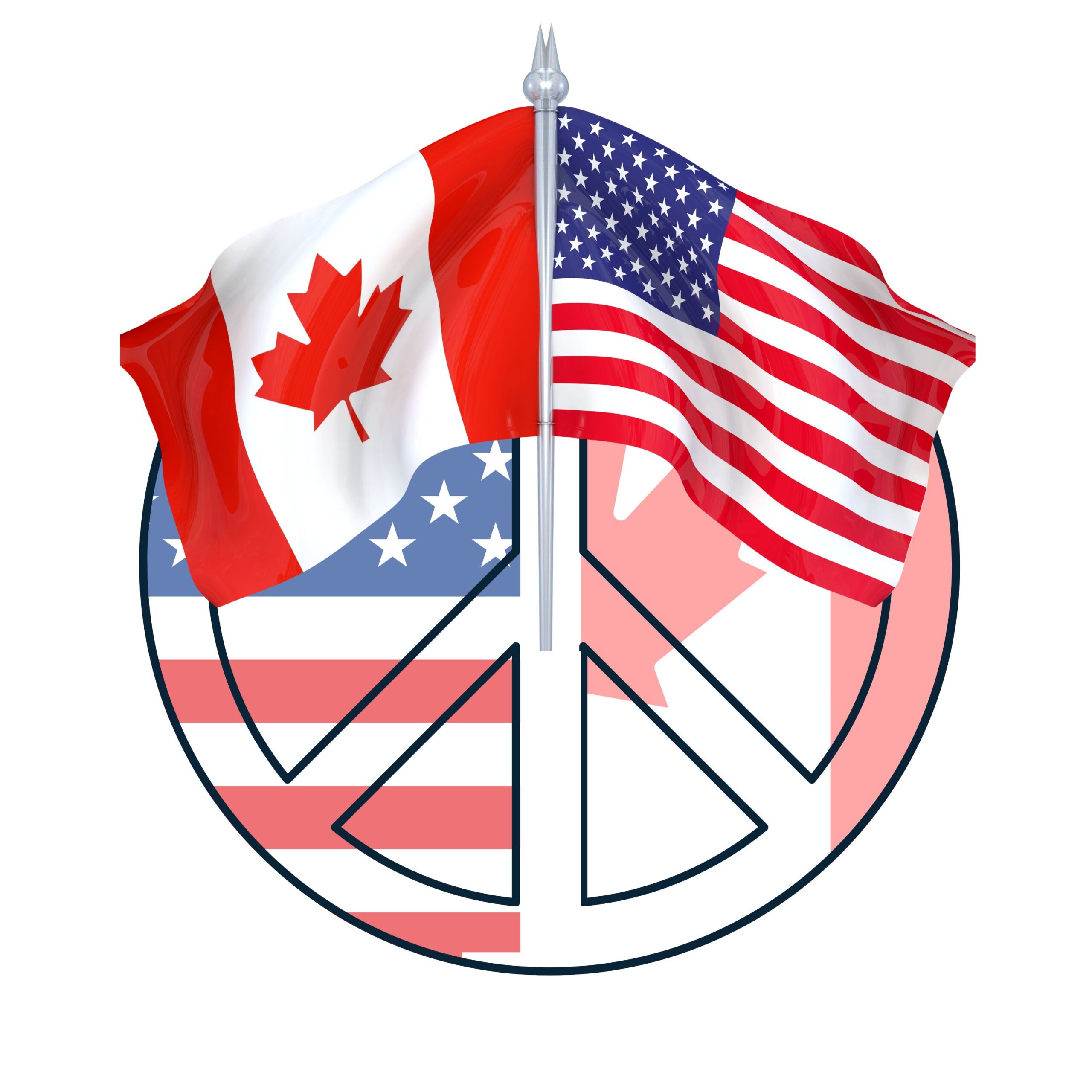 image of the canadian and us flag intertwined over a peace sign to show that a micro-aggression can be avoided