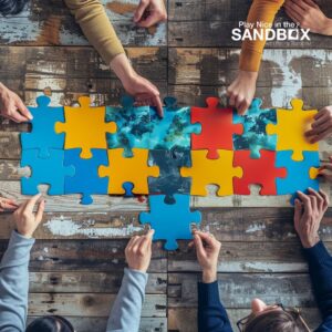 image of people putting together large puzzle pieces to show How to Spot and Harness Different Thinking Styles in Your Team