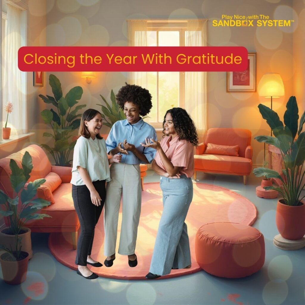 image of 3 women talking and laughing together to signify Leading with Gratitude and Grace